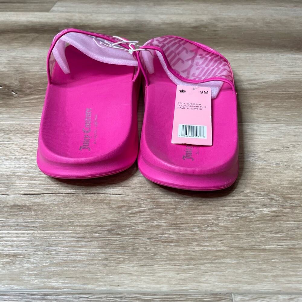 Juicy Couture Women's Bright Pink Logo Mesh Wryter Pool Slide Sandals sz 9 - Picture 4 of 8